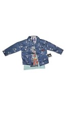 Boy Girl Disney MICKEY MOUSE 2 Piece Denim Jacket  Light Green T-Shirt 3T New