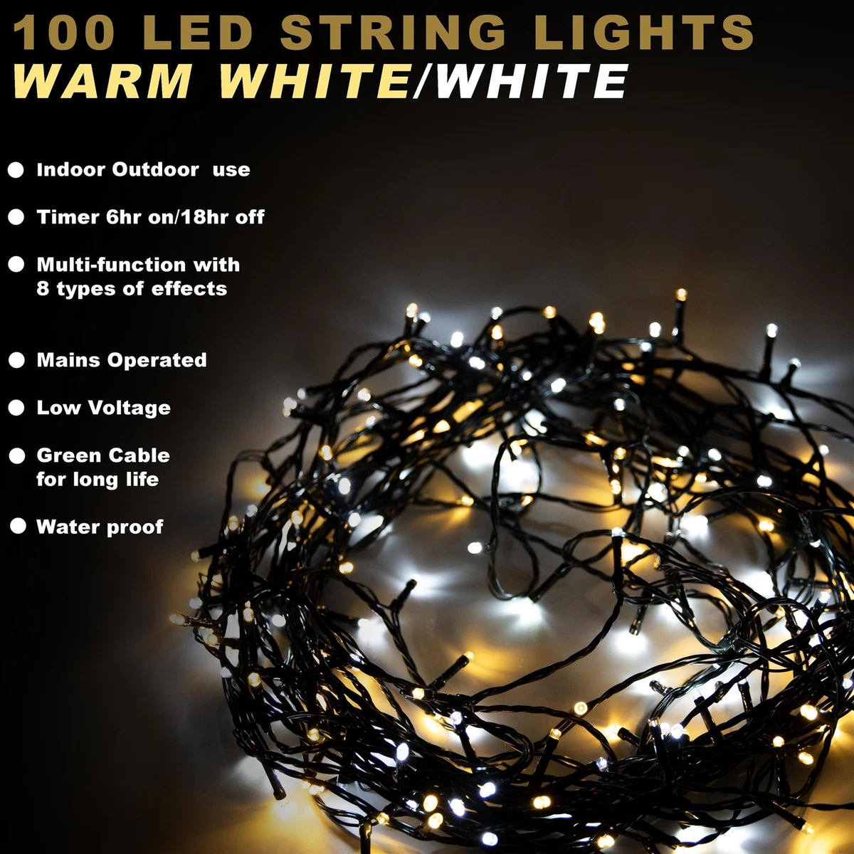 100 led string lights warm white deals