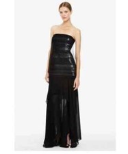 BCBGMAXAZRIA Runway NWT Silk Removeable straps Marissa black Sequin Gown sz 4