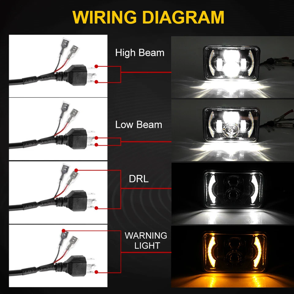 Faros LED sellados haz alto/bajo para Freightliner FLD120 FLD112 PUNTO 4x6"" negro Foto 4 de 4