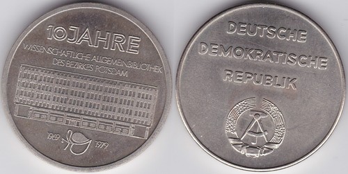 Hettstedt-Medaille Potsdam 10 Jahre Wissenschaftliche Allgemeinbibliothek 1979