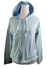 Columbia Womens Medium Full Zip Melody Hoodie Sweatshirt Blue Striped Hiking