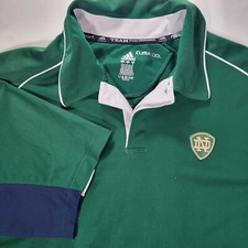 Notre Dame Men's Large Adidas Climacool Green Blue Polo Team Performance