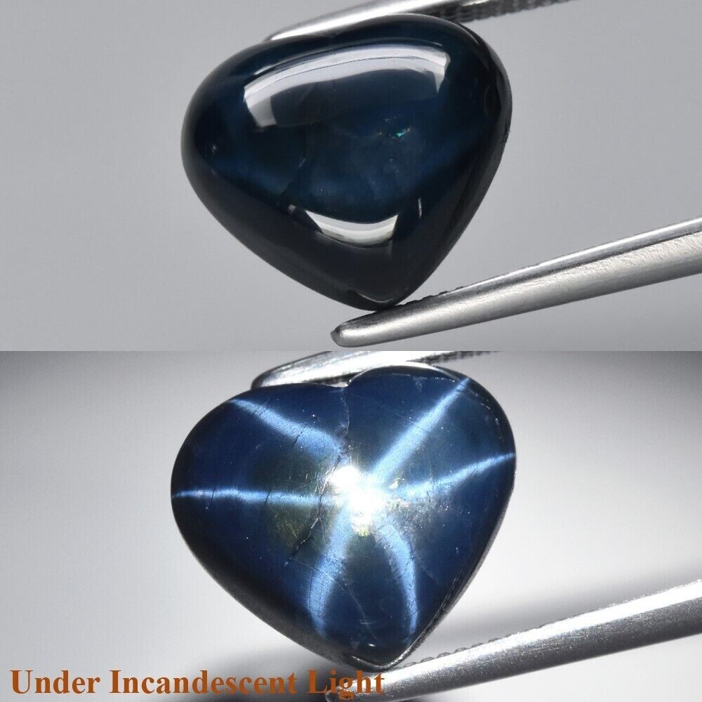 Saphir bleu nuit étoilé en coeur de 4,76Cts pour sertir un pendentif ou une bague sur mesure