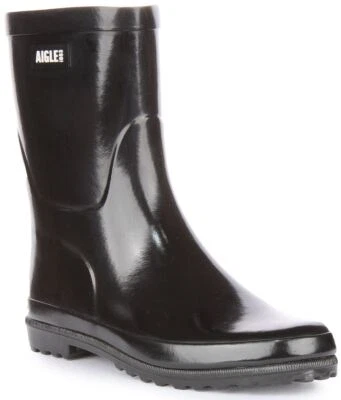 Aigle Eliosa Bottil En Caoutchouc À Enfiler Femme Bottes De Pluie Noires EU37-41 - Photo 1/4