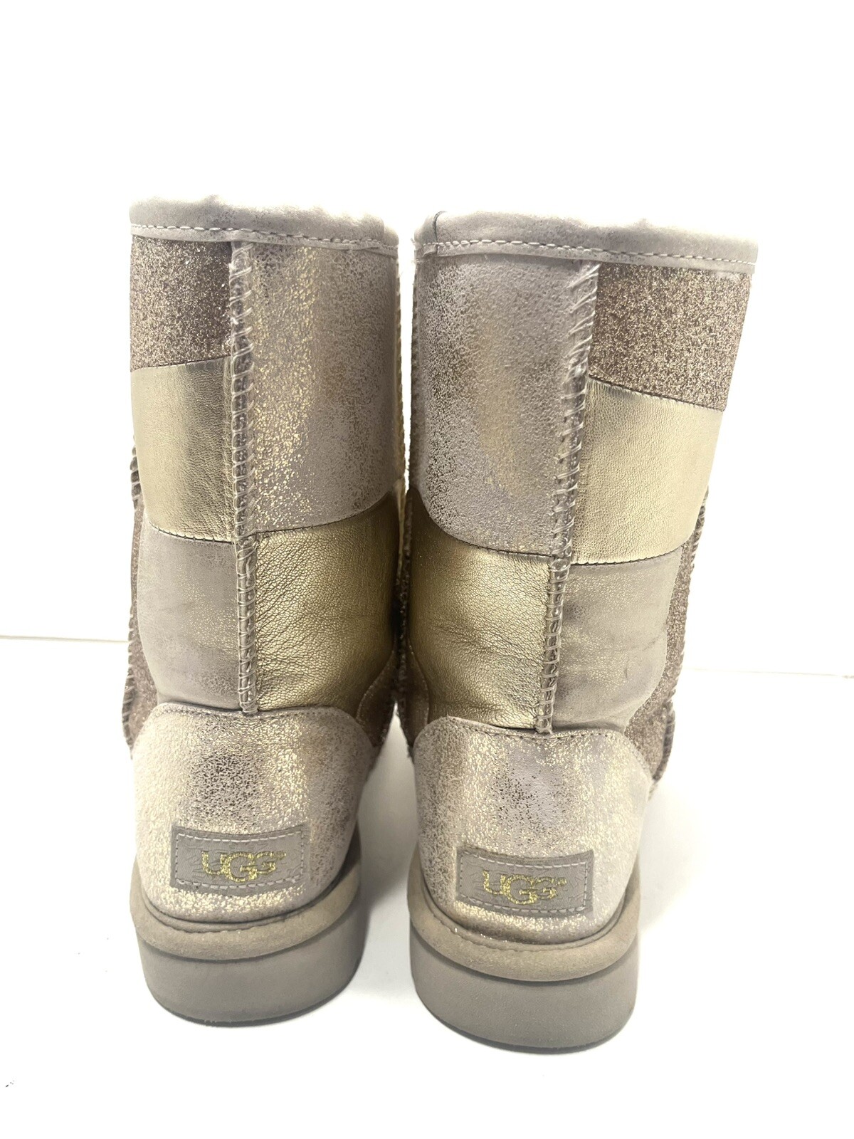 Rare UGG Classic Gold Glitter Patchwork Pull On S… - image 14