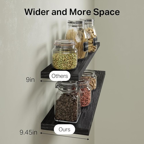 Floating Shelves Wood 36in Rustic Set of 3 Wall Mounted for Storage & Decor - Picture 5 of 10