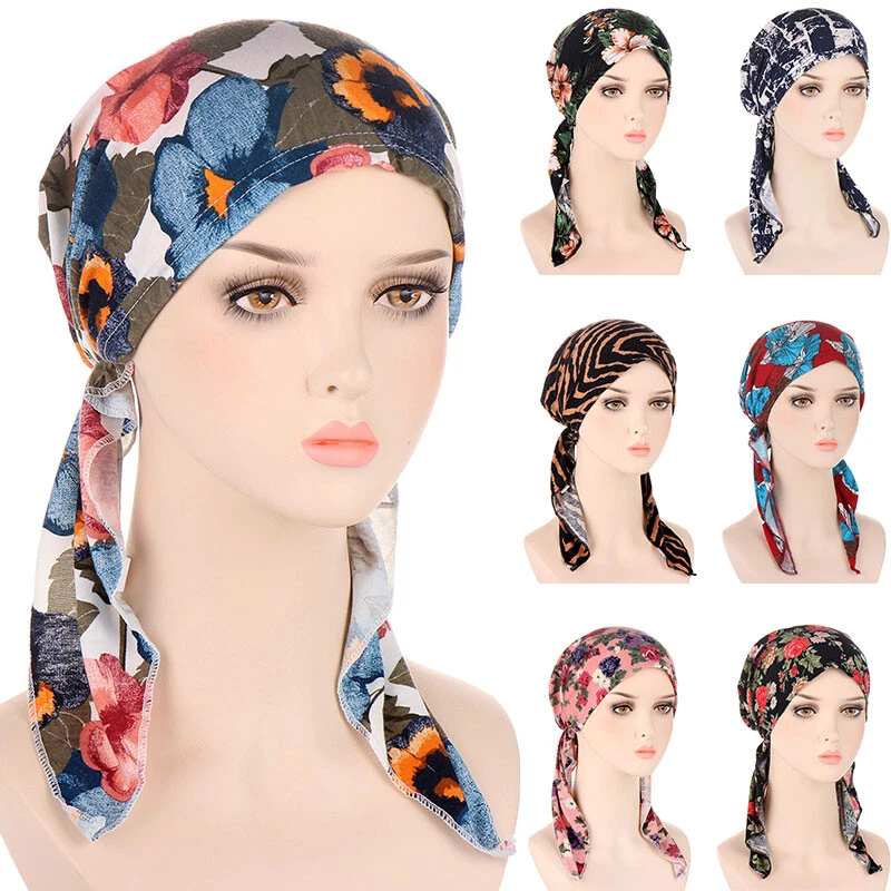 Frauen Krebs Kopftuch Chemo Haarausfall Hut Turban Vorgebundene Kopfbedeckung ) - Bild 4 von 4