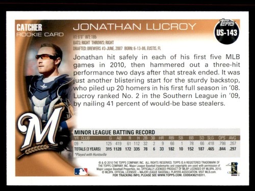 Aggiornamento Topps 2010 #US-143 Jonathan Lucroy Rookie - Foto 2 di 2
