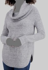  49 Style  Co Womens Gray Waffle Cowlneck Sweater Petite Size PS
