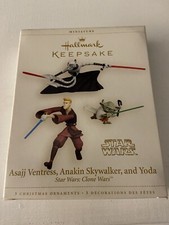 2006 Hallmark Star Wars Ventress, Skywalker and Yoda Clone Wars Ornament, NIB