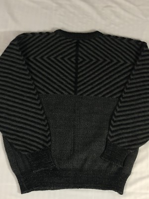 Pull Vintage Homme Marquis - Gris Et Noir, Taille M, Avec Inserts Cuir