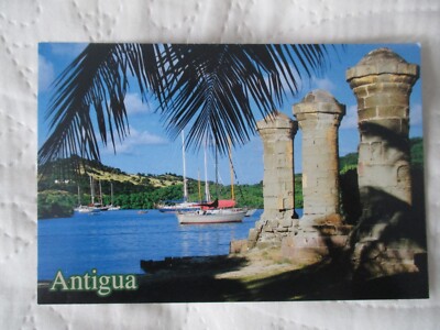''VINTAGE POSTKARTE, ''''DIE SÄULENRUINEN VON NELSON DOCKYARD, ANCICA, W.I.''  Mit dem Etikett 