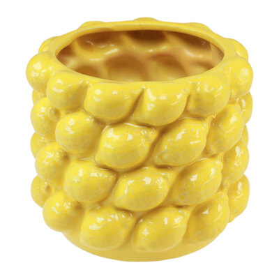 Zitronenvase Gelb Keramik Übertopf Tropisch Ø17cm H15cm