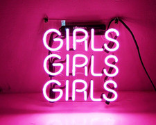 New Girls Girls Girls Bar Acrylic Neon Light Sign 14" Lamp Glass Cave Garage