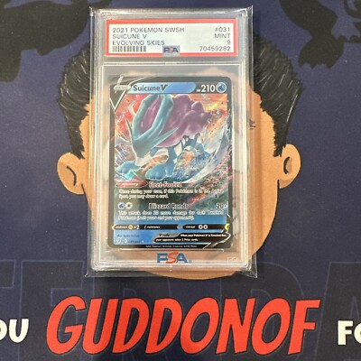 PSA 9 MINT 2021 Pokemon Evolving Skies SUICUNE V #031 Ultra Rare