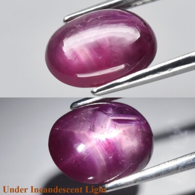 3,65ct 10,5x7,7mm Oval Cab Purplish Red 6 Ray Star Ruby (Heizglasfüllung)