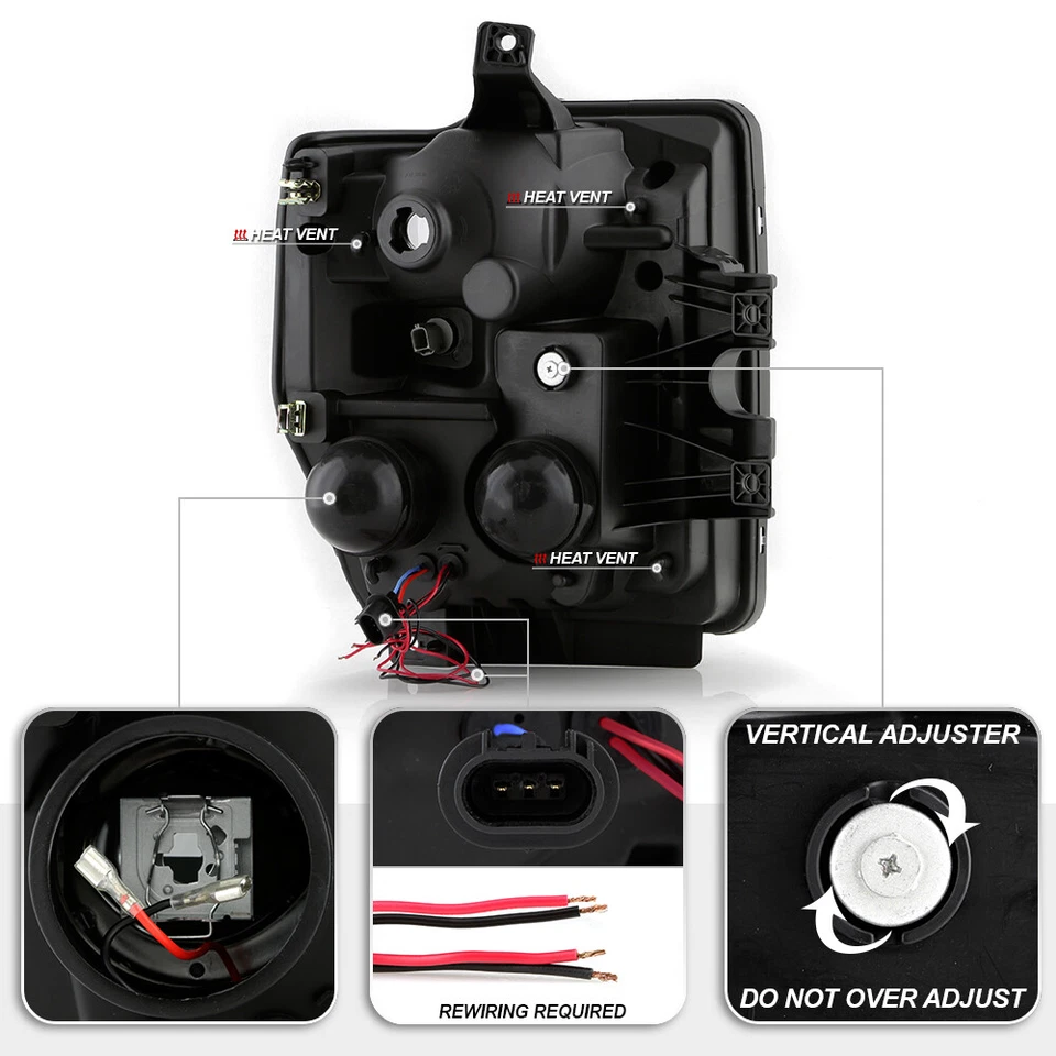 Faros proyectores halo LED DRL Smoke 2008-2010 Ford F250 F350 F450 Superduty Foto 3 de 4