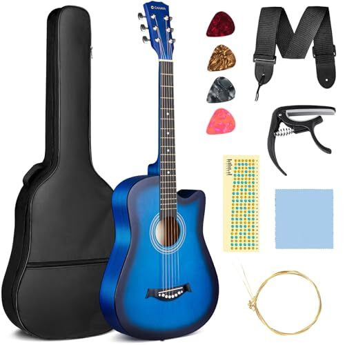 Acoustic Guitar For Beginner Cutaway All Wood Guitar Starter Kit 38