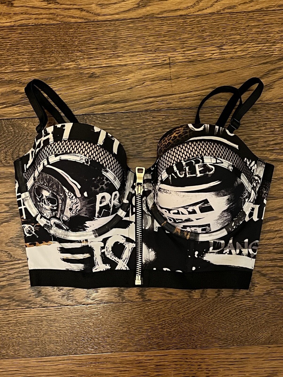 NEW Victoria's Secret x BALMAIN Black White Graffiti Bra Size 34C