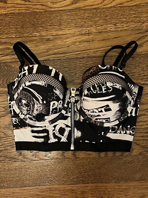 NEW Victoria's Secret x BALMAIN Black White Graffiti Bra Size 34C