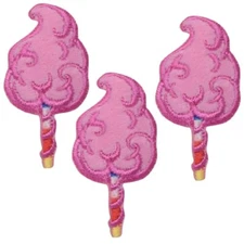 3-Pack Cotton Candy Applique Patch Carnival Fair Dessert Food Embroidered Badge