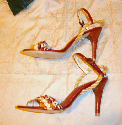 Stiletto  Riemchenpumps 37 Colcci Girls weinrot rotgold Glitzer wie neu