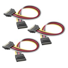 3-Pack 15-Pin SATA Power Extension Cable, 8 Inch SATA Male to Female 8 Inches