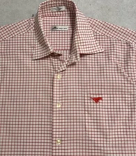 Peter Millar SMU Mustangs Button Down Long Sleeve Shirt Mens S Stretch Red White