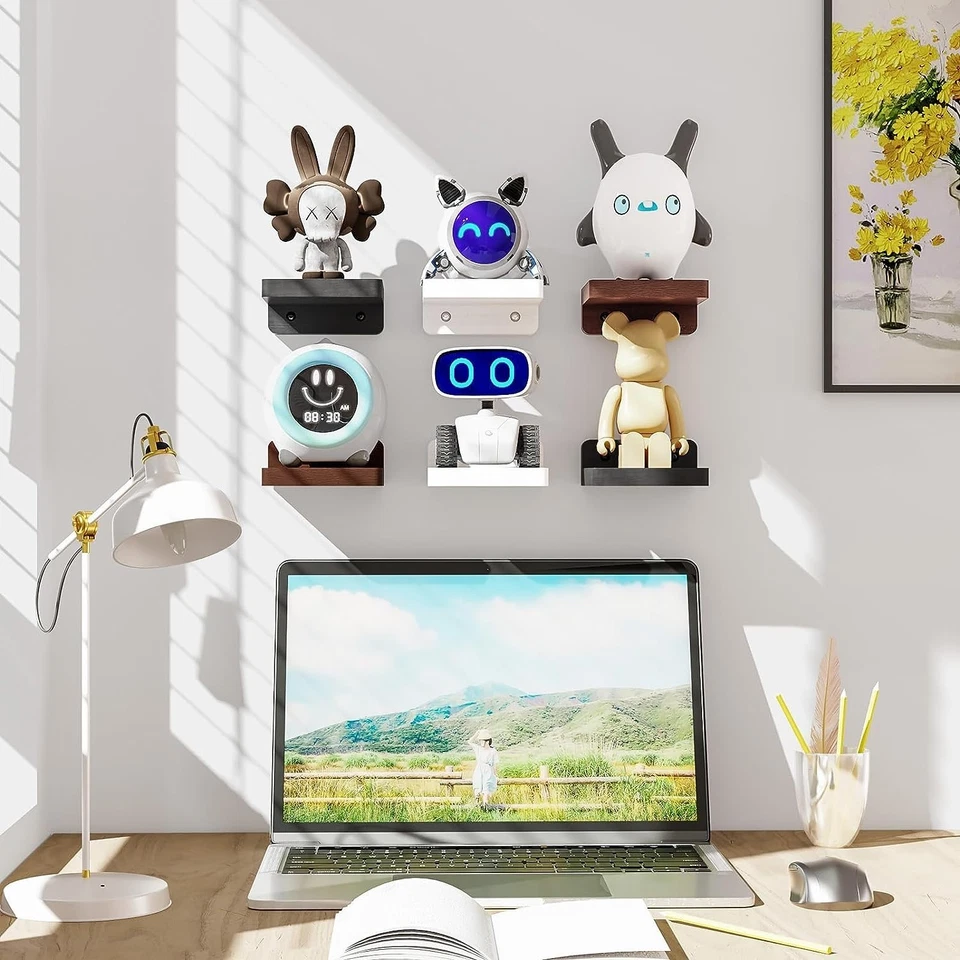 4 Pack Small Floating Shelves Wood Wall Shelf 5 Inch Display Ledges Room Decor - Image 4 of 4