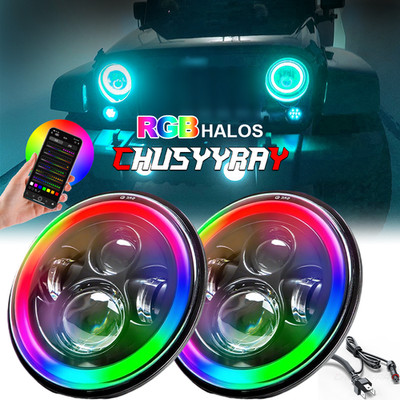 Fit Ford Falcon 1960 1961 - 1970 7'' inch LED Headlight RGB Halo DRL Angel Eyes