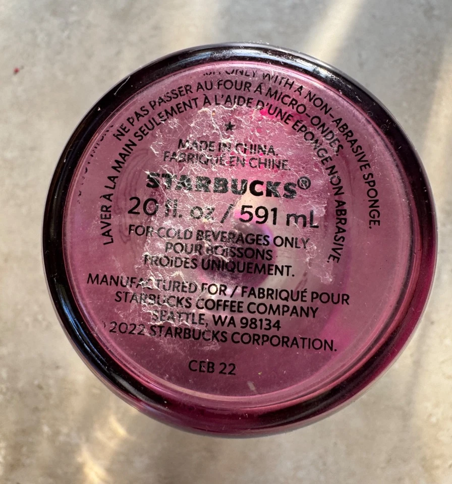 Starbucks 2022  Mushrooms/ Fern/Woodland Purple Glass Water Bottle 20 Fl oz - Image 4 of 4