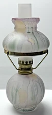 Art Nouveau Rueven Art Hand Painted Glass Miniature Oil Lamp As-Is