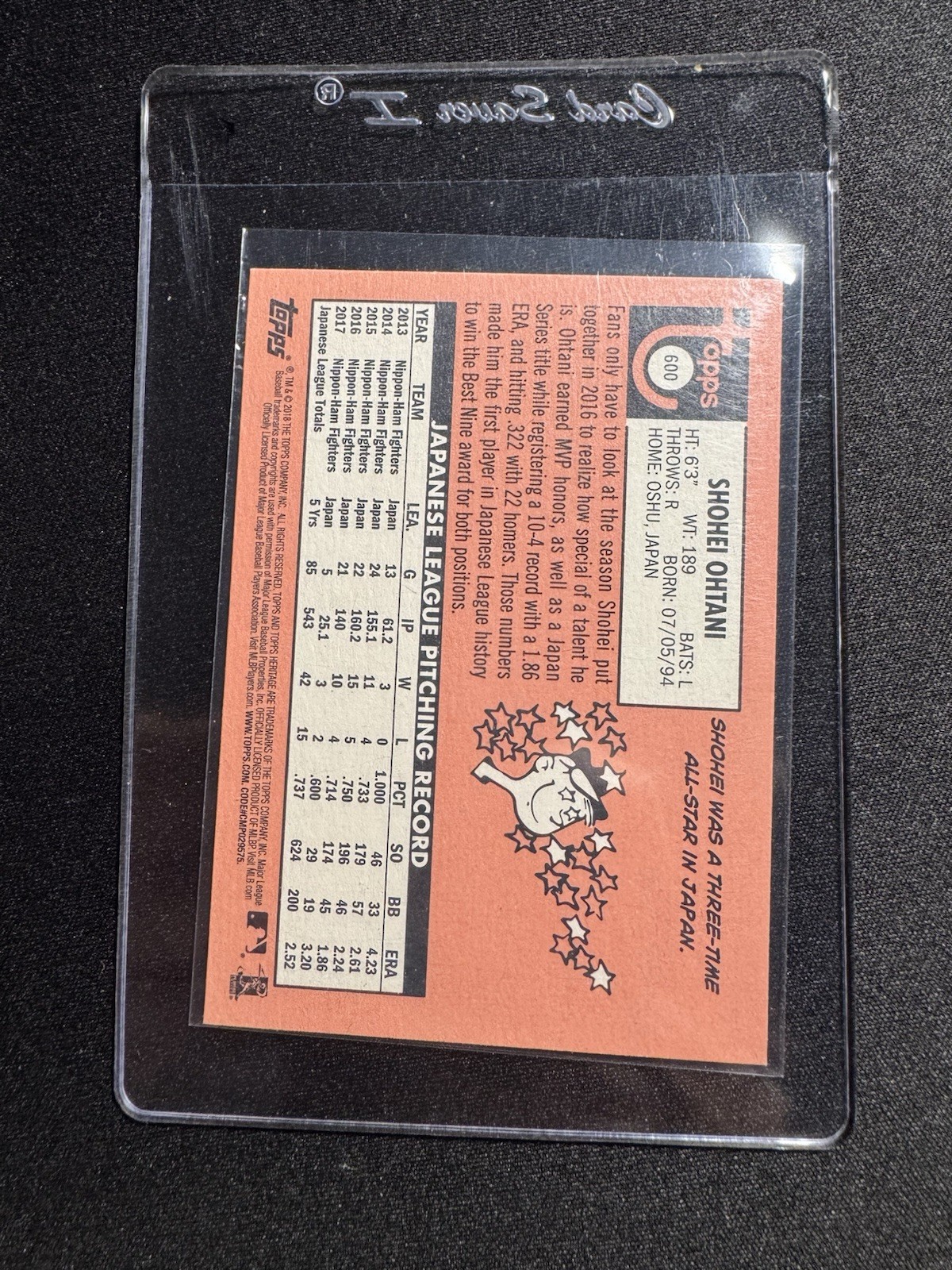2018 Topps Heritage Shohei Ohtani #600 view 2