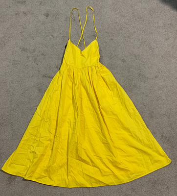 Forever 21 Spaghetti Strap Lace Up Back Maxi Sundress Womens Size 8 Yellow  Long | eBay