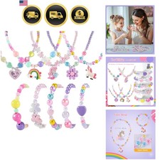 Kids Jewelry Set for Girls 10pcs Necklaces Bracelets Toddler Princess Gift