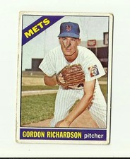 1966 TOPPS #51 Gordon Richardson: New York Mets: Pitcher: Baseball Card: MLB