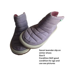 Sanuk Shoes Booties Casual Slippers Women Size 8 Purple Lavender Textile Winter