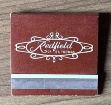 Redfield of St. Thomas Virgin Islands Vintage Matchbook UNUSED / UNSTRUCK