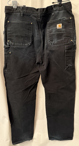 VNTG Carhartt Double Knee Pants 38x33 Black Distressed USA Made 125 Anniversary - Picture 11 of 15