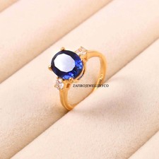 Blue Sapphire Ring, Brides Gift Ring, Birthday Ring, Stackable Ring, Lab Created