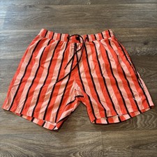 Scotch Soda Striped Swim Shorts Orange Pink Summer Beach Trunks Men s Medium