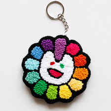 Handmade Tufted Flower Face Keychain Colorful...