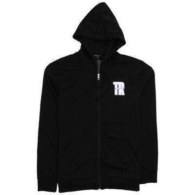 True Religion Iridescent Logo Zip Hoodie - JET BLACK - Mens Sz L - Cotton/Poly
