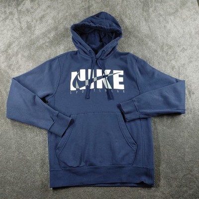 Nike Hoodie Herren XS Navy Blau Pullover Fleece Baumwollmischung Logo Kängurutasche