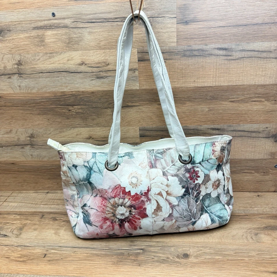 Bolso de Hombro Hobo de Cuero Floral Multicolor Maurizio Taiuti Foto 2 de 4