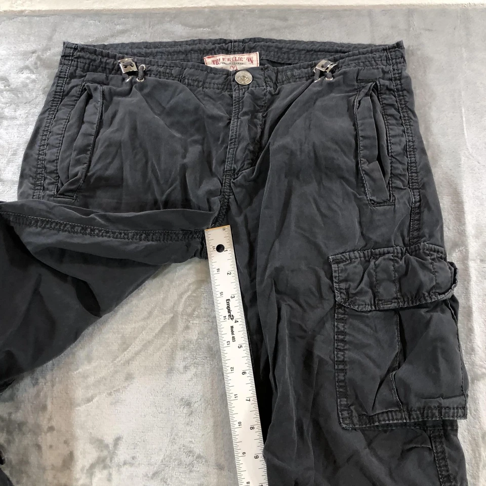 Pantalones cargo True Religion Section para mujer 25 negros tiro bajo convertibles lengüeta enrollable Foto 4 de 4