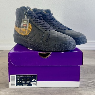 Supreme x nike zoom Sb blazer Size 12 Dv5078001 Black snake skin