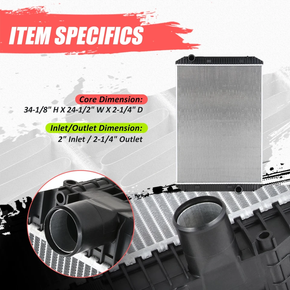 2-Row Aluminum Core Radiator for FL60 FL80 Acterra 5500 6500 7500 8500 95-05 - Изображение 3 из 4