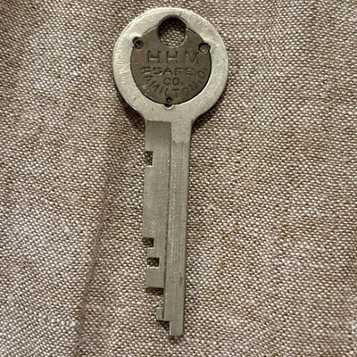 Vintage HHM SAFE CO Lock Safe Key, Brass, Safety Deposit Box Key, Unique